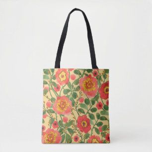 Tote Bag Aquarelle peinture rétro floral continu motif