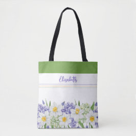 Tote Bag Aquarelle personnalisée Florale - Nom personnalisé