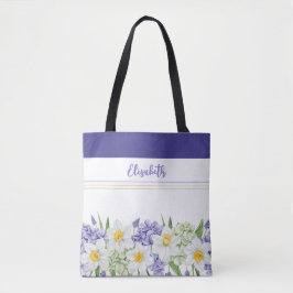 Tote Bag Aquarelle personnalisée Florale - Nom personnalisé