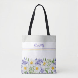 Tote Bag Aquarelle personnalisée Florale - Nom personnalisé