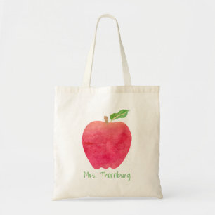 Tote Bag Aquarelle personnalisée par professeur Apple rouge