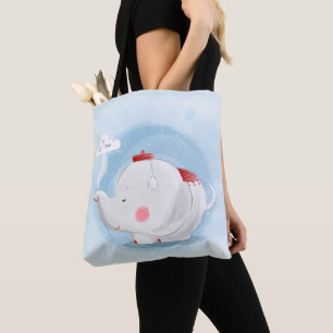 Tote Bag Aquarelle personnalisée Teacup Elephant