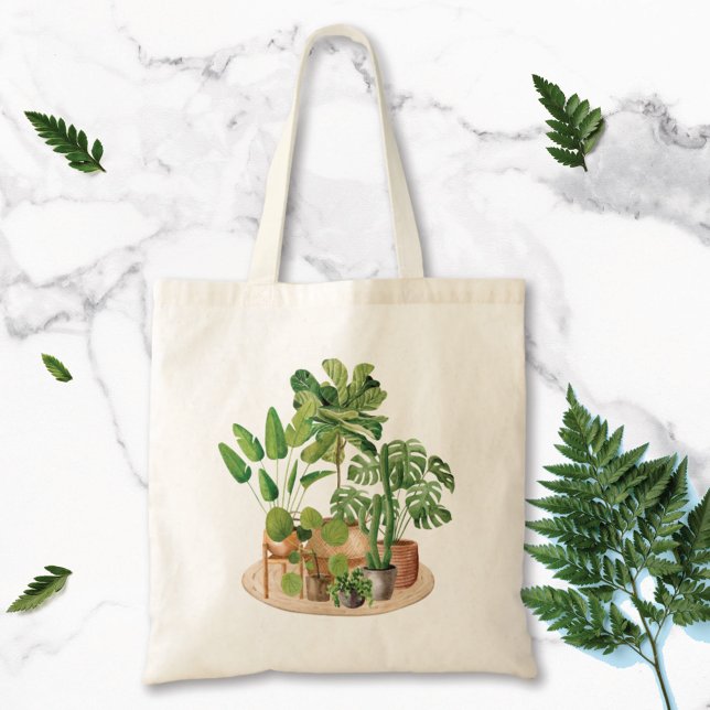 Tote Bag Aquarelle Plantes tropicales (Close up)