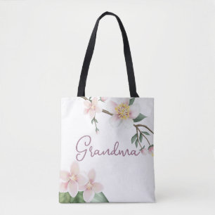 Tote Bag Aquarelle Pomme fleurs grand