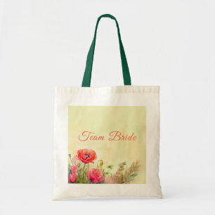 Tote Bag Aquarelle Poppies florales Bridesmaid