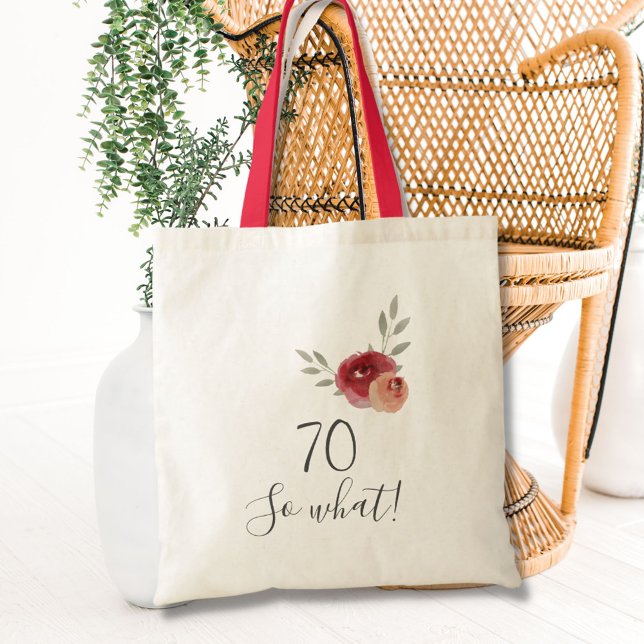 Tote Bag Aquarelle positive Roses Floral 70e anniversaire (Créateur téléchargé)