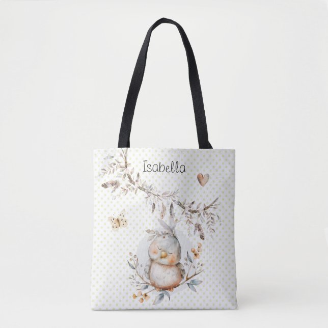 Tote Bag Aquarelle précieuse pour bébé oiseau (Devant)