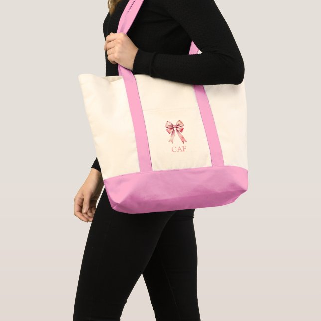 Tote Bag Aquarelle rose Bow Coquette Aesthétique Preppy (Devant (produit))
