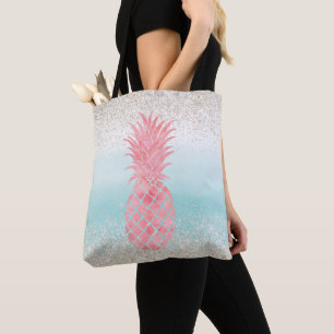 Tote Bag Aquarelle rose Fille Ananas tropical