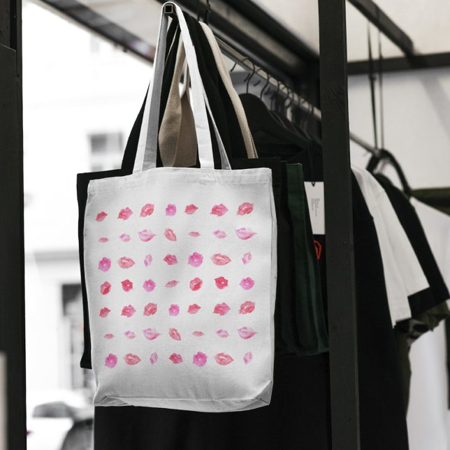 Tote Bag Aquarelle rose lèvre féminine Motif chic tendance (Créateur téléchargé)