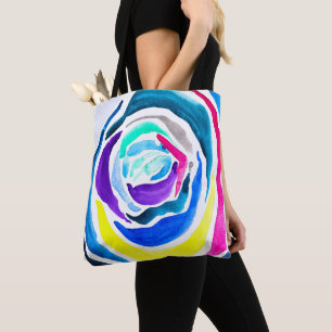 Tote Bag Aquarelle rose pop art bleu