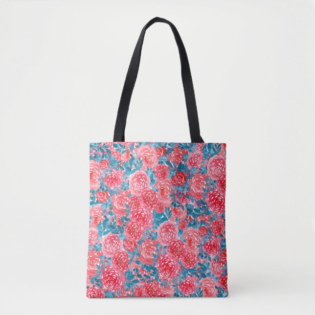 Tote Bag Aquarelle Rose tapisserie florale (Devant)