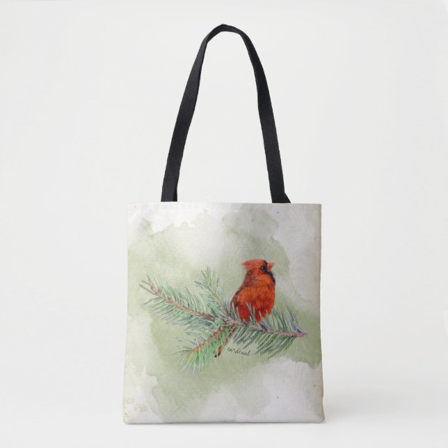 Tote Bag Aquarelle rustique cardinale rouge douce (Devant)