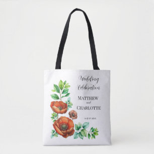 Tote Bag Aquarelle Sublime Rouge Poppies en style Vintage