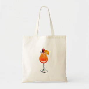 Tote Bag Aquarelle Tequila Sunrise Cocktail