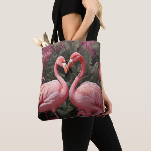 Tote Bag Aquarelle Tropical Rose Flamant rose Romance