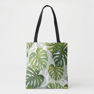 Tote Bag Aquarelle tropicale de Monstera verte