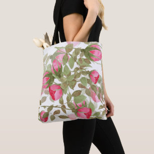 Tote Bag Aquarelle vintage roses roses roses roses roses ro