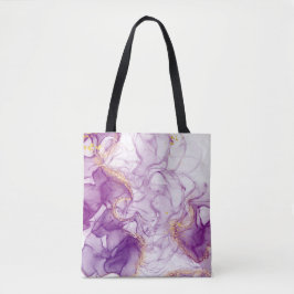 Tote Bag Aquarelle violet Arrière - plan avec des feuilles 