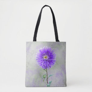 Tote Bag aquarelle violette de dahlia