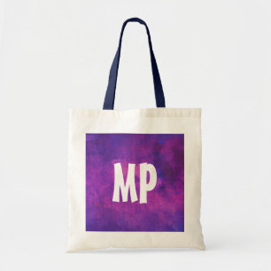 Tote Bag Aquarelle violette et rose Initiales