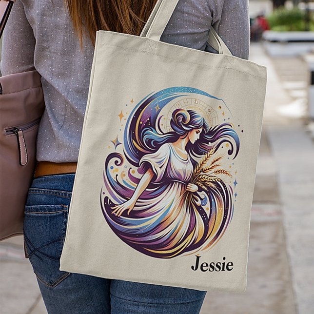 Tote Bag Aquarelle Virgo tendance Design Zodiac (Créateur téléchargé)