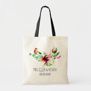 Tote Bag Aquarelles colorées Floral Blossom Illustration