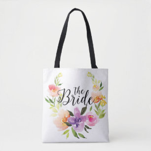 Tote Bag Aquarelles colorées modernes Wreath - Le texte de 