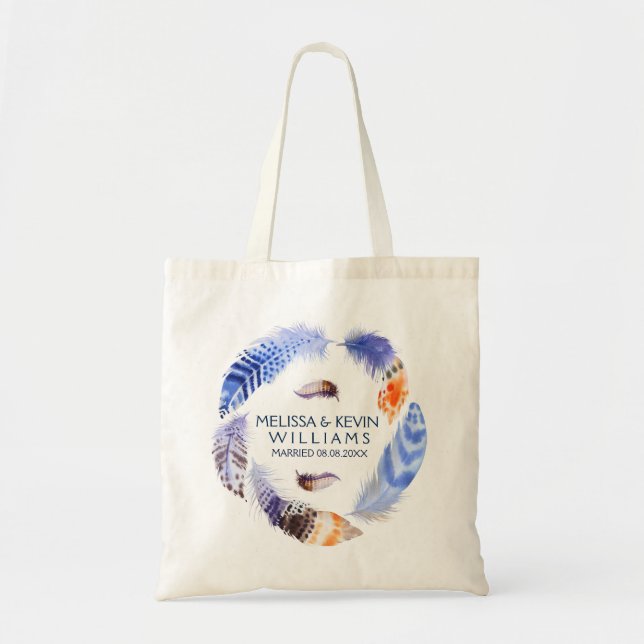 Tote Bag Aquarelles de Mariage de plumes tribales (Devant)