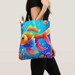 Tote Bag Aquarium coloré Poisson Art
