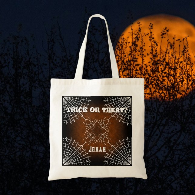 Tote Bag Araignées Halloween Spiderweb noir orange blanc (Créateur téléchargé)