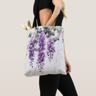 Tote Bag Arbre à fleurs violettes
