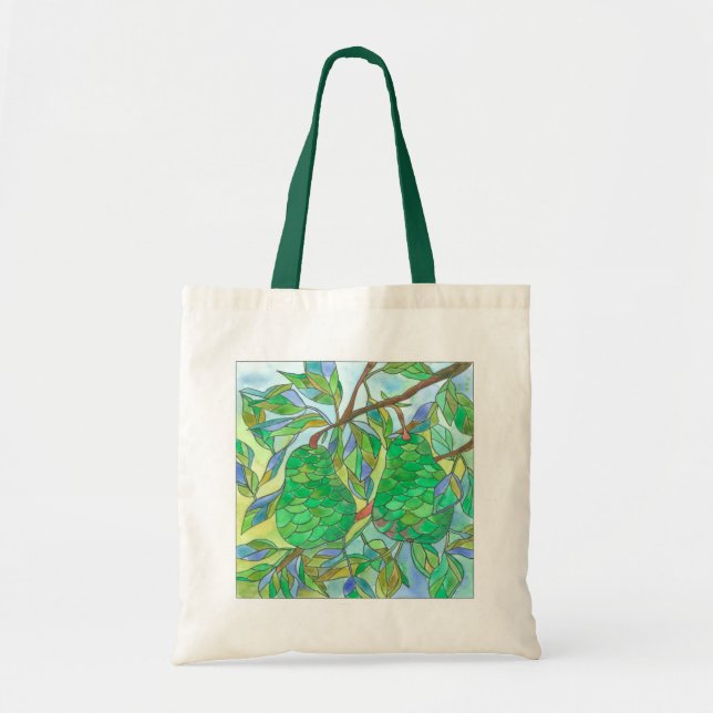 Tote Bag Arbre à fruits poires vertes Aquarelle (Devant)
