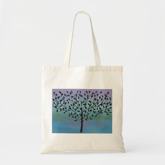 Tote Bag Arbre bleu de mosaïque (Devant)
