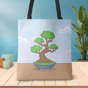 Tote Bag Arbre bonsaï japonais tordu sur une table