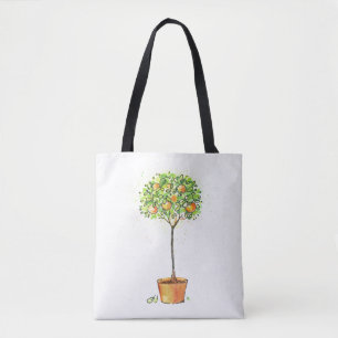 Tote Bag Arbre d'agrume peint d'aquarelle dans le pot