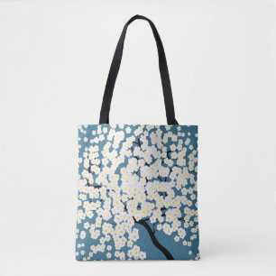 Tote Bag Arbre d'art à fleurs blanches jolies