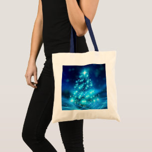 Tote Bag Arbre de Noël bleu électrique moderne avec lumière