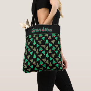 Tote Bag Arbre de Noël Grand-mère Black Shopping