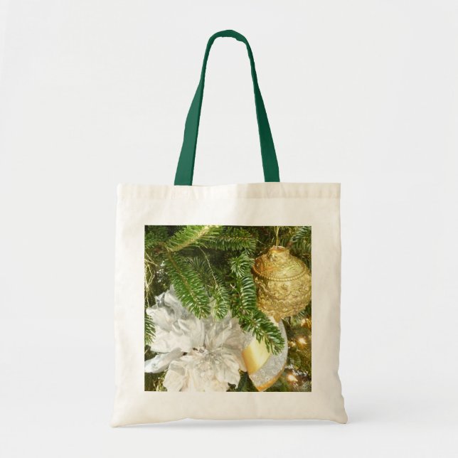Tote Bag Arbre de Noël I Argent et Or (Devant)