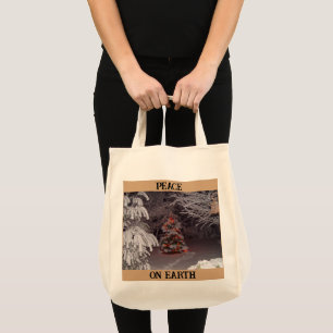 Tote Bag Arbre de Noël neigeux Boule d'ornement bleu