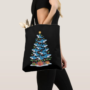 Tote Bag Arbre de Noël Requin Noël Fête Poisson Océan