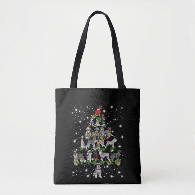 Tote Bag Arbre De Noël Schnauzer Couvert De Flamme De Flamm (Devant)