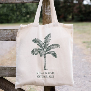 Tote Bag Arbre de palmier en couleur pour mariage de destin