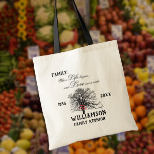Tote Bag Arbre de souvenir de réunion de famille Citation d