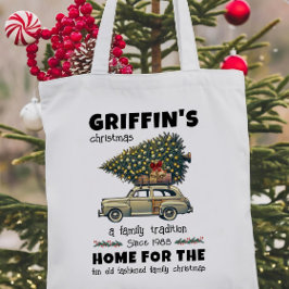 Tote Bag Arbre drôle sur la voiture Nom de famille Noël