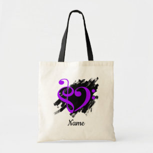 Tote Bag Arbre et Basse Clef Coeur pourpre personnalisable
