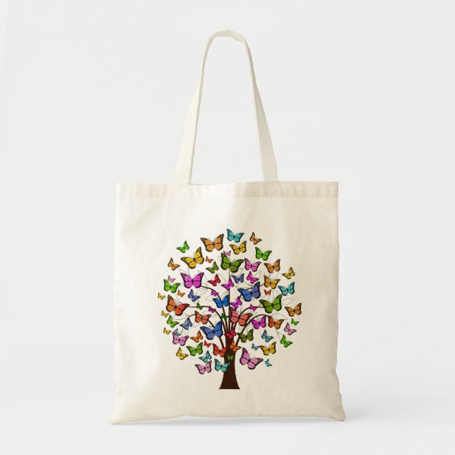 Tote Bag Arbre papillon de couleur vive (Devant)