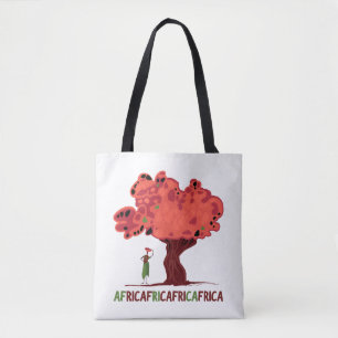 Tote Bag Arbre rouge avec une femme d'Afrique