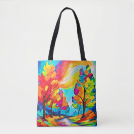 Tote Bag Arbres arc-en-ciel : Forêt vive